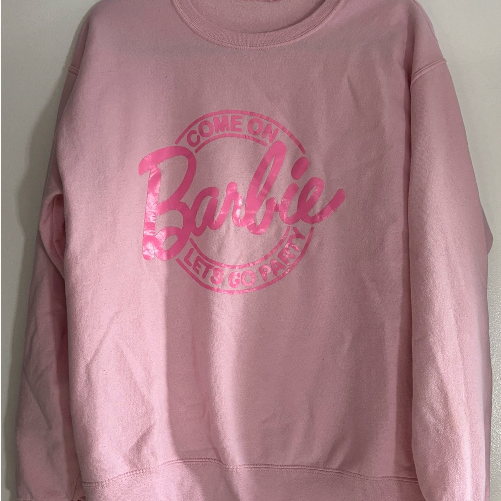 Barbie Pink Crewneck Sweater with Logo Design